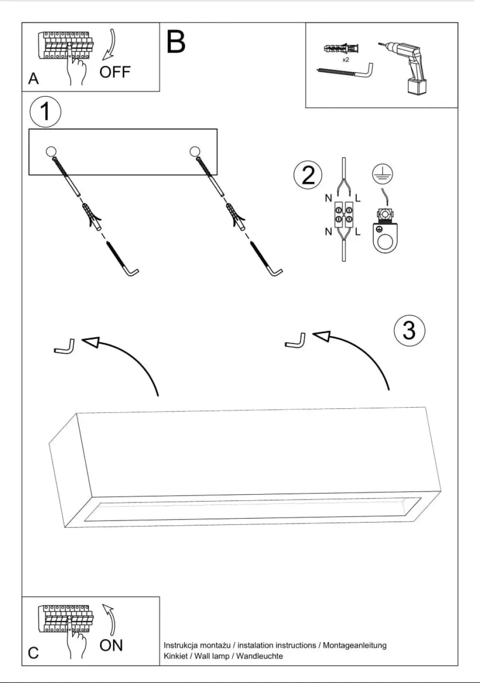 Diagramme d installation de l’applique murale vega 50 en béton moderne pour une atmosphère harmonieuse