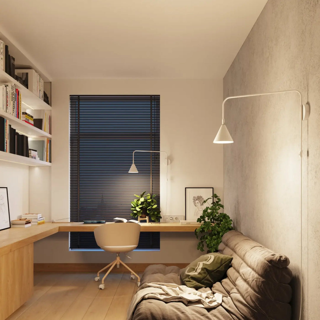 Applique murale nox blanc avec forme exceptionnellement légère et abat-jour géométrique pour éclairage moderne