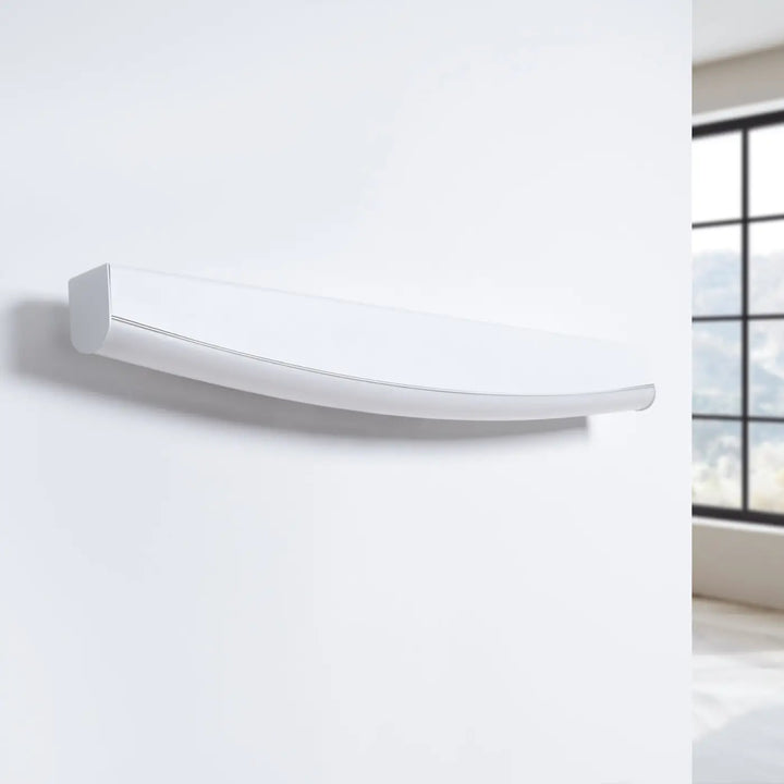 Applique murale jorun 4000k blanc avec étagère murale courbée design élégant luminaire à led minimaliste