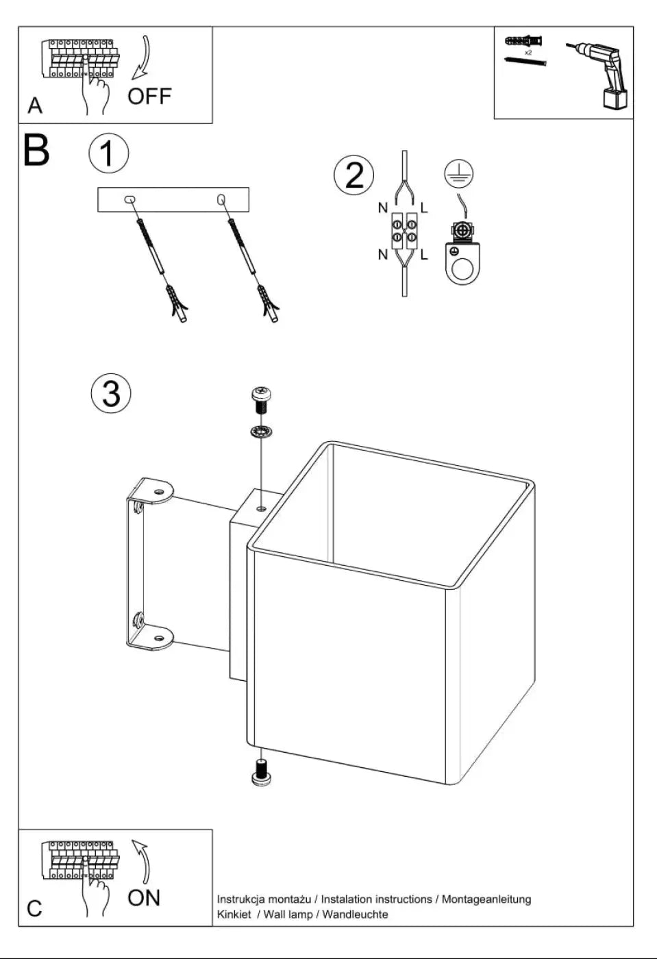 Schéma d'installation du luminaire