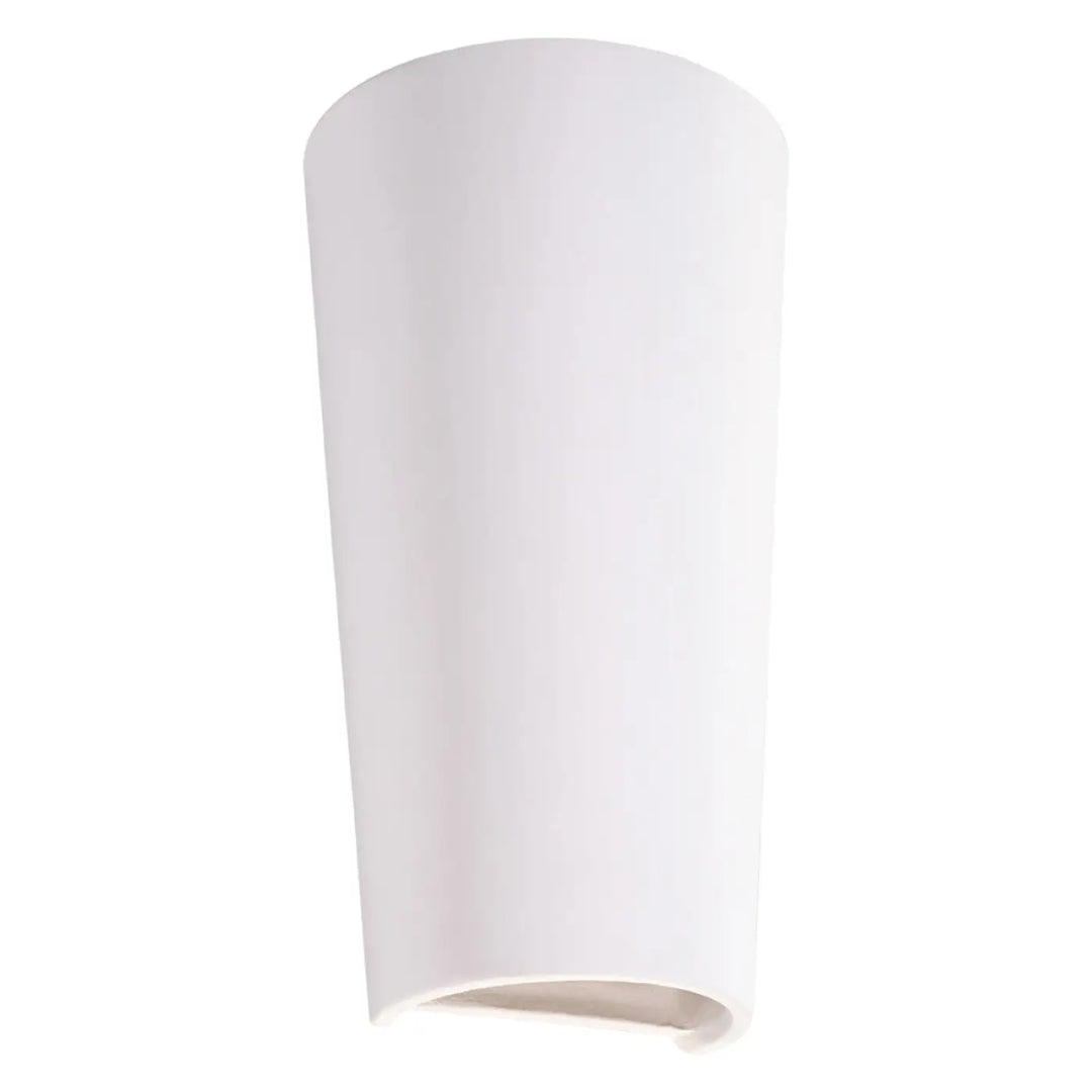 Applique murale lana en céramique blanche cylindrique avec finition matte et texture plâtre structuré