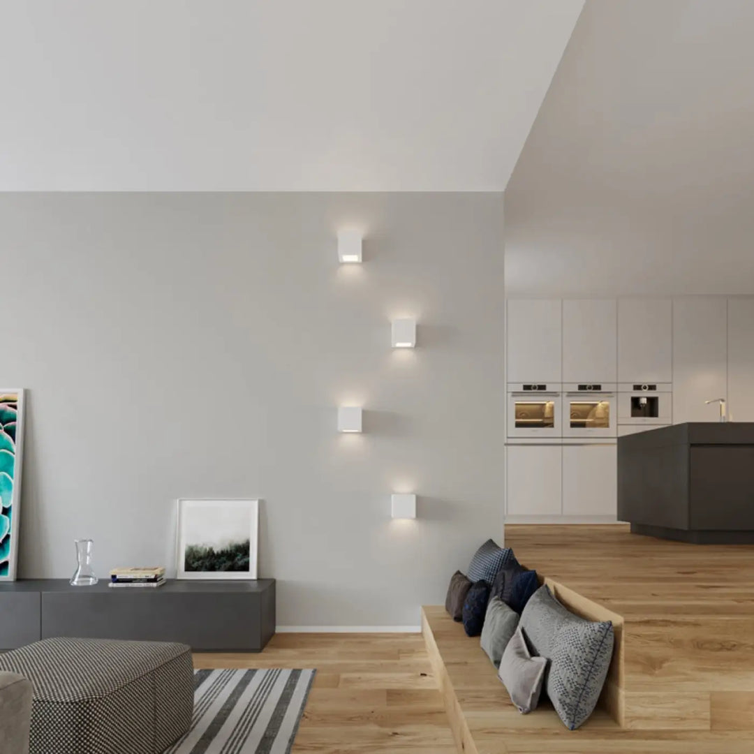Applique murale leo en céramique blanche moderne avec design carré minimaliste pour éclairage mural élégant