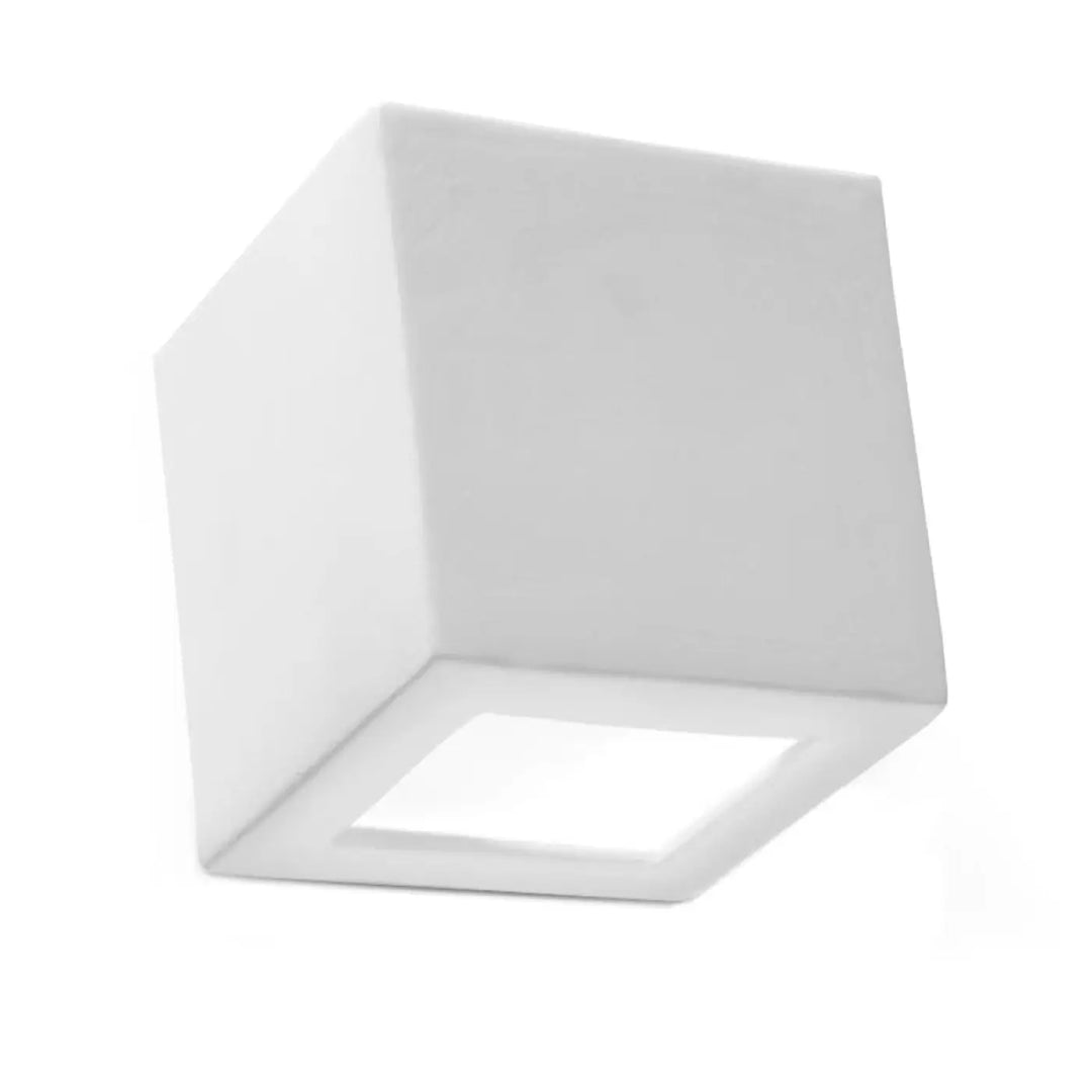 Applique murale leo en céramique blanche moderne en forme de cube avec panneau lumineux encastré