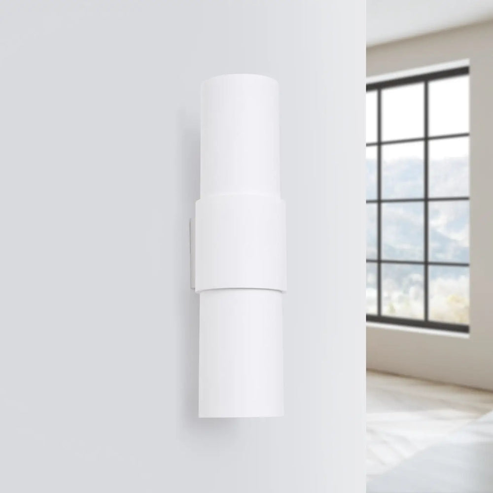 Applique murale lampe flash blanche cylindrique avec finition mate et conception unique feuille rotative