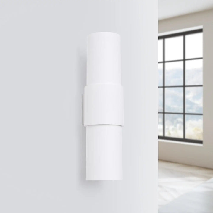 Applique murale lampe flash blanche cylindrique avec finition mate et conception unique feuille rotative