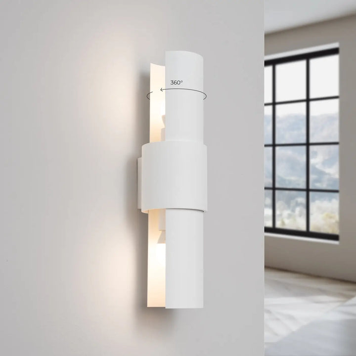 Applique murale flash 2 blanc lampe flash avec conception unique trois anneaux empilés et feuille rotative 360 degrés