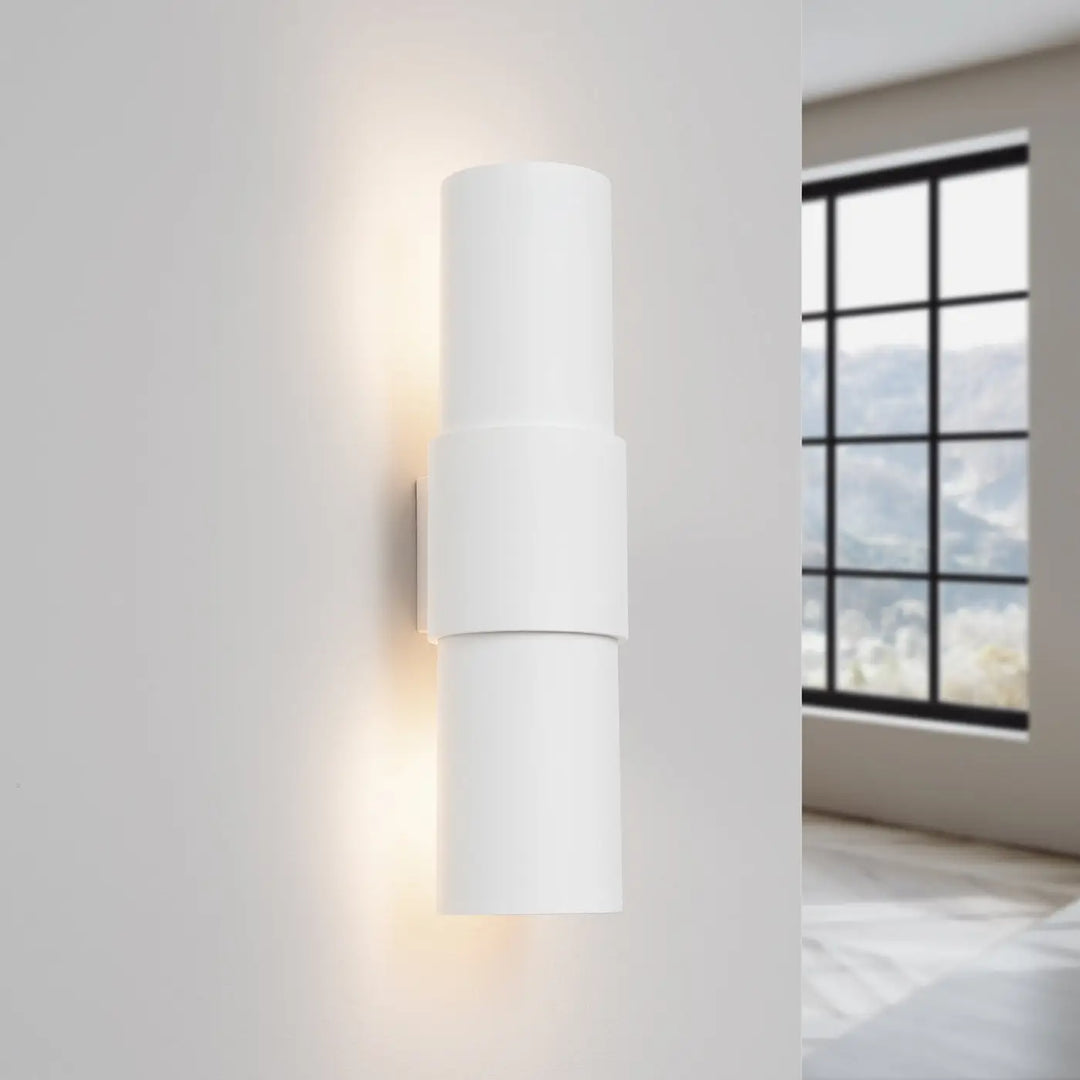Applique murale flash 2 blanc lampe flash avec conception unique et design moderne cylindrique en blanc