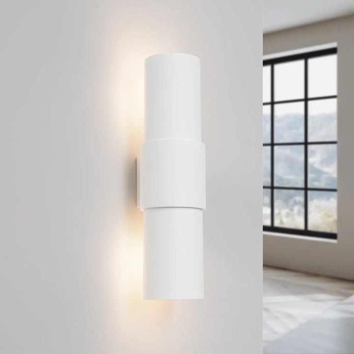 Applique murale flash 2 blanc lampe flash avec conception unique et design moderne cylindrique en blanc