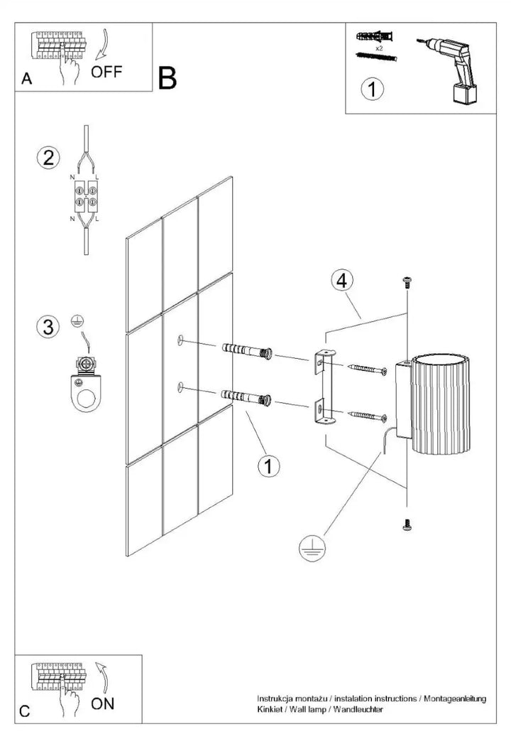 Applique murale karbon 10 blanc avec finition métallique côtelée et ampoules gu10 interchangeables design minimaliste