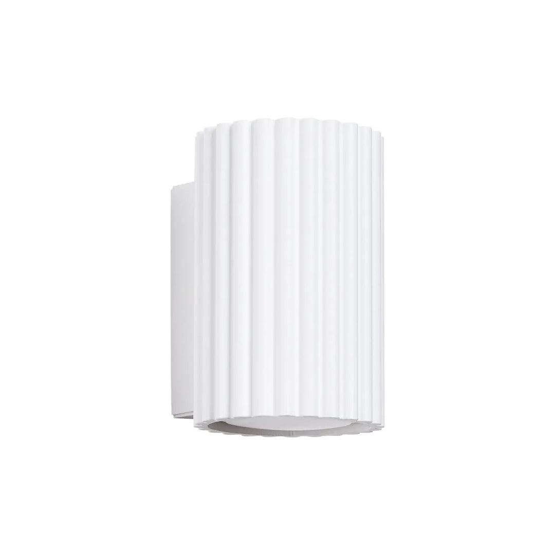Applique murale karbon 10 blanc cylindrique avec rainures verticales design minimaliste et ampoules gu10 interchangeables