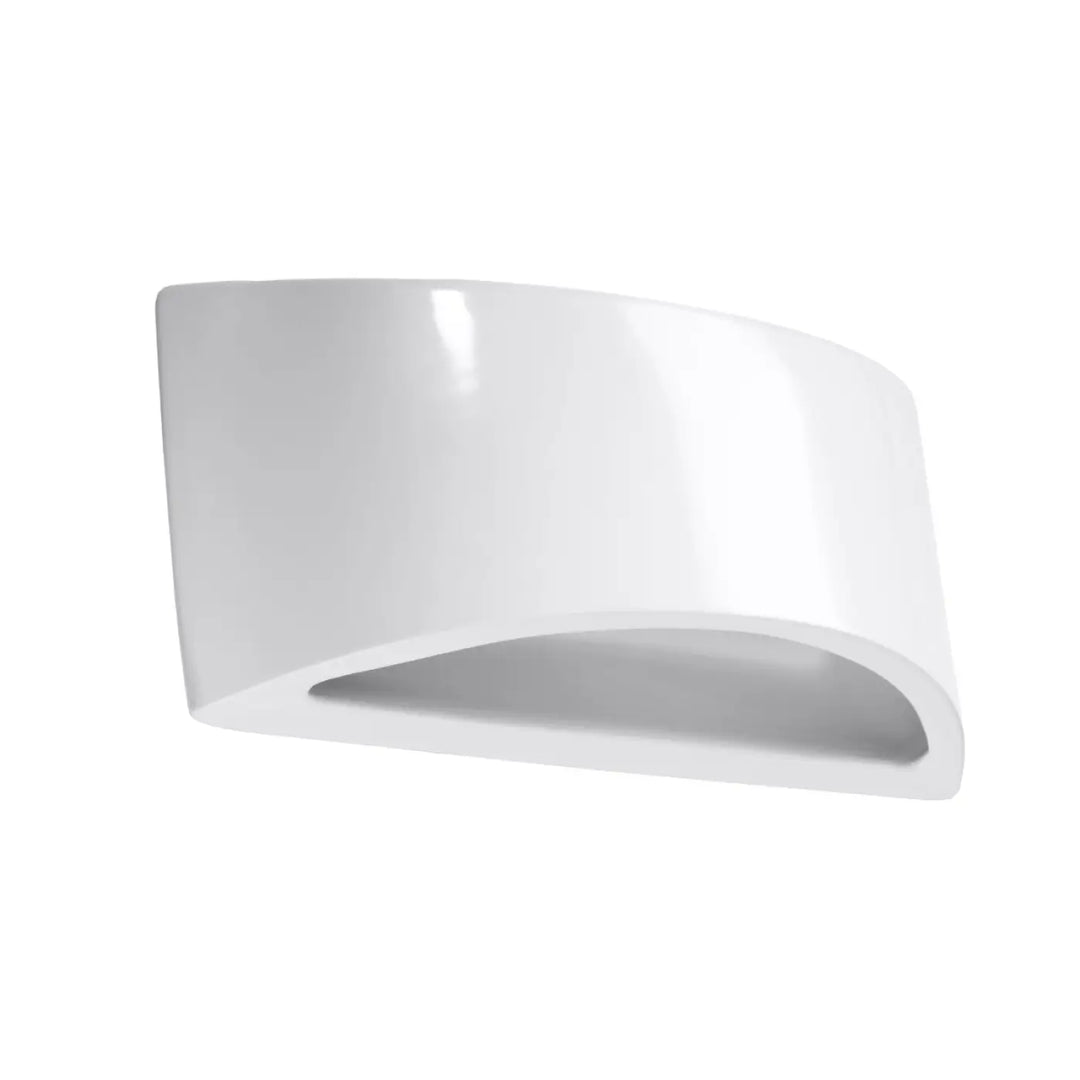 Applique vixen blanc brillant en céramique vernie avec forme simple et design courbé pour une atmosphère unique