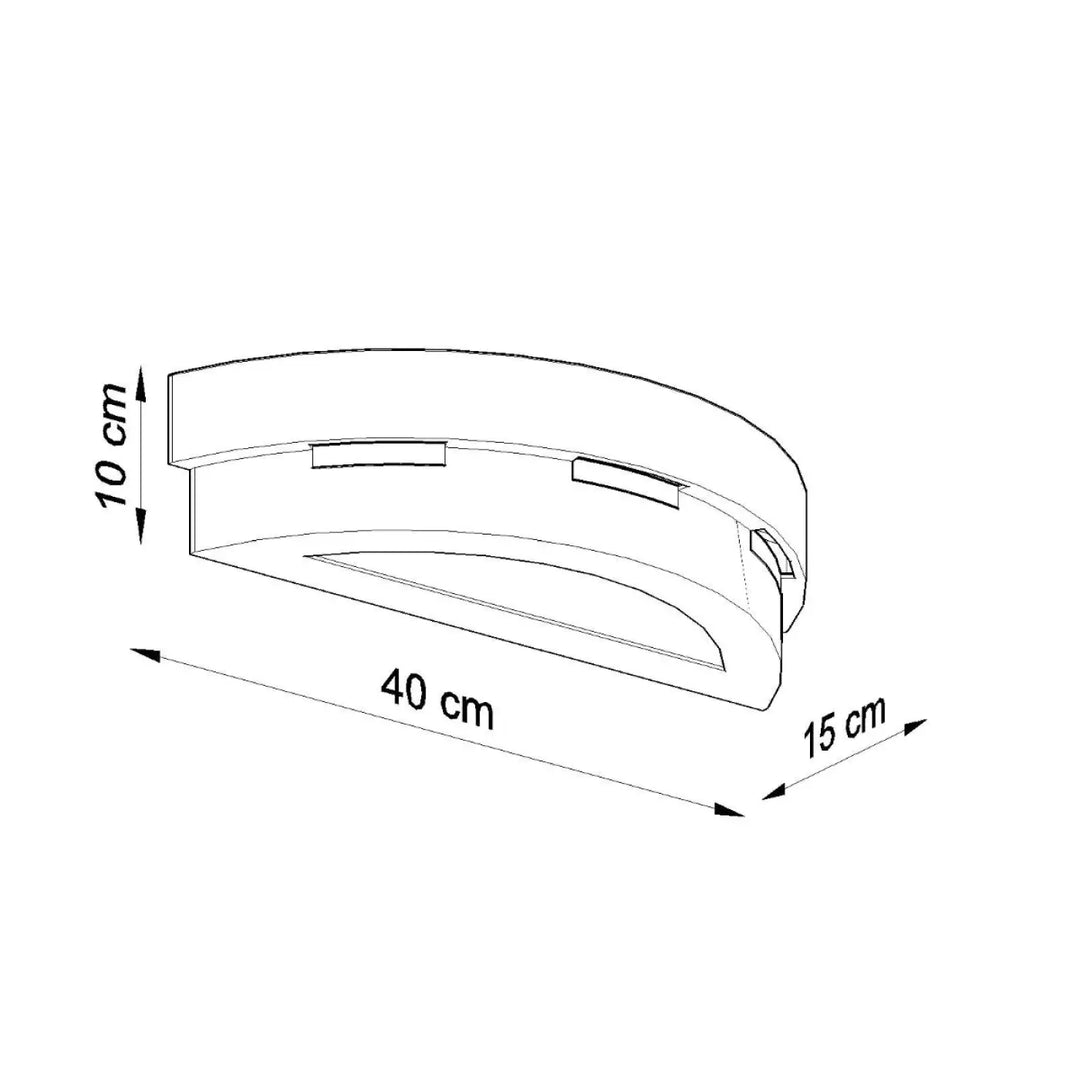 Applique murale helios en céramique élégante avec design courbé et dimensions précises pour cadre moderne