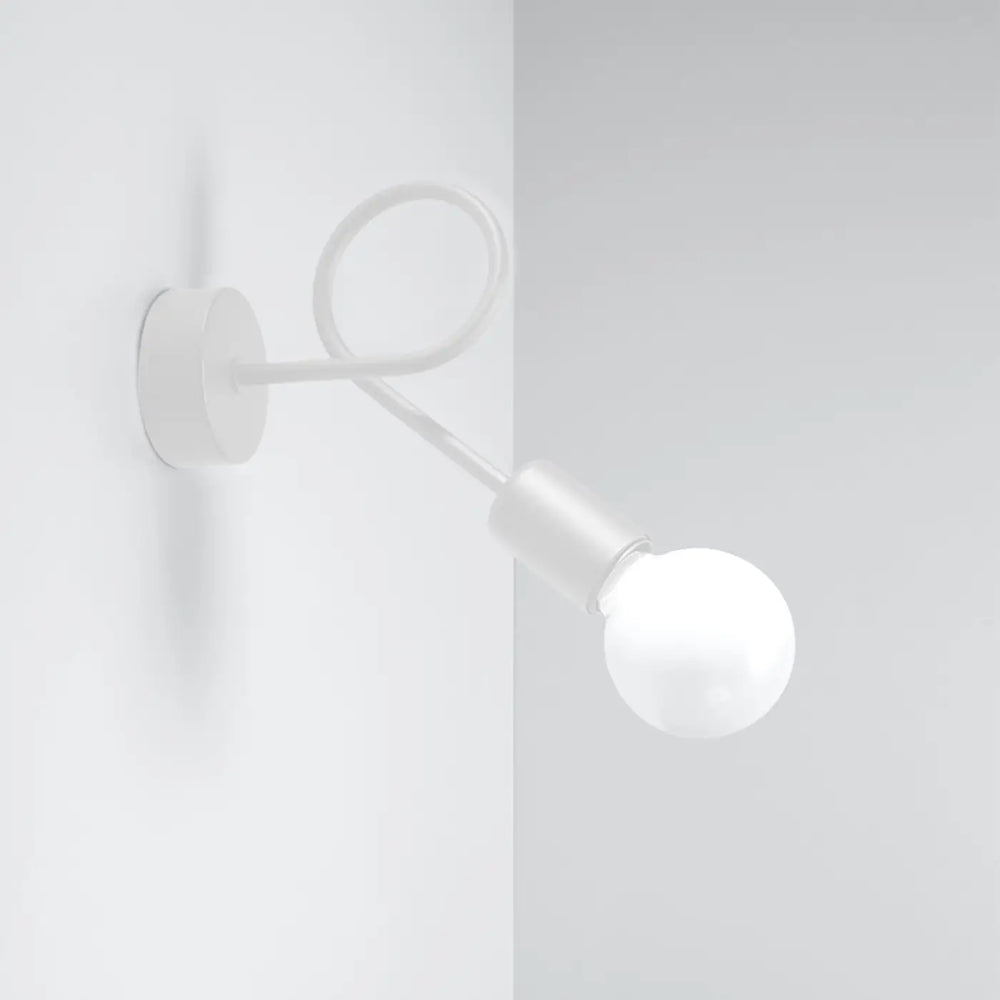 Applique murale loop blanc avec bras flexible incurvé et ampoule sphérique détails surprenants série supeł lampe supeł