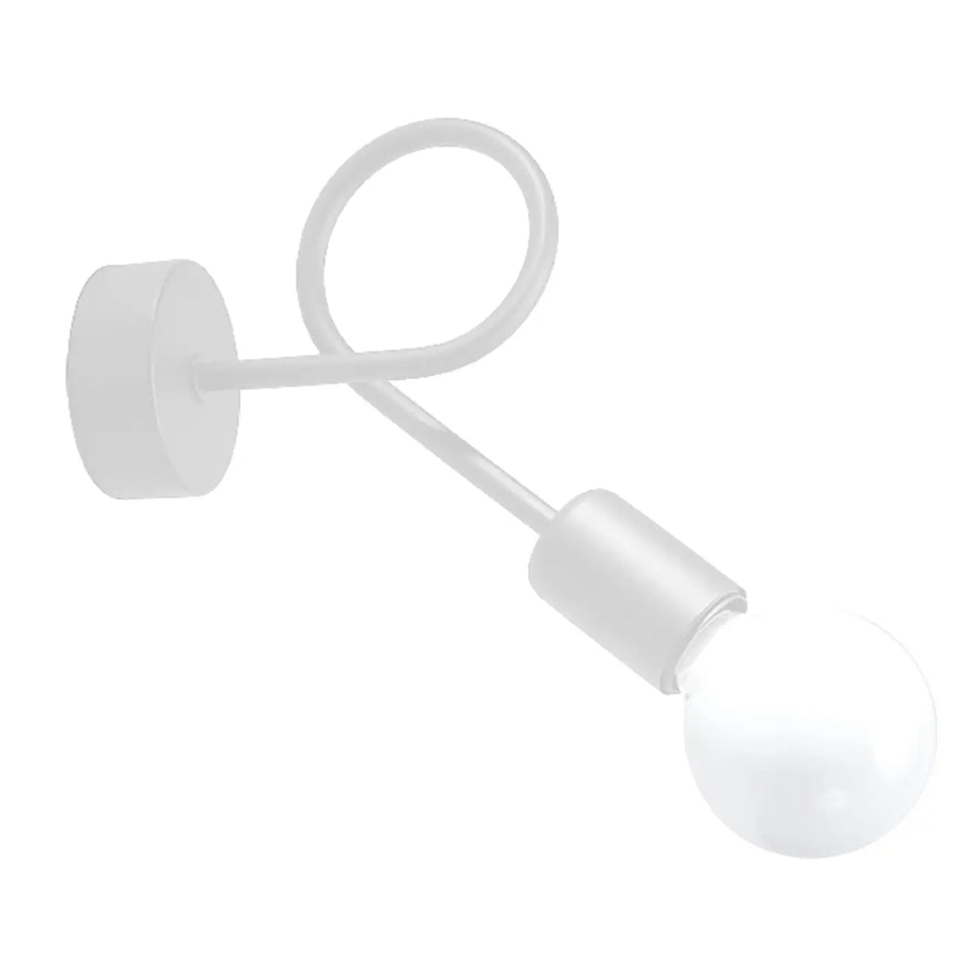 Applique murale loop blanc avec bras en métal incurvé et ampoule sphérique design lampe supeł série supeł détails surprenants