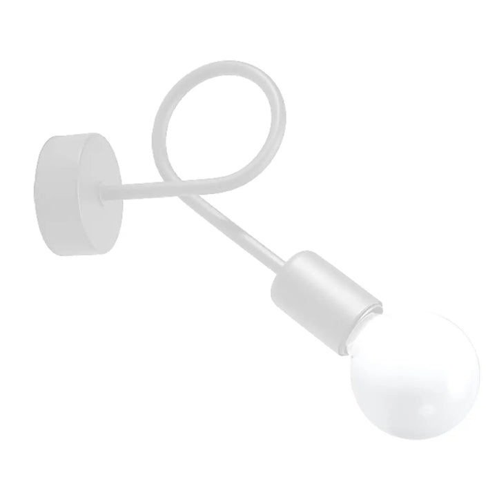 Applique murale loop blanc avec bras en métal incurvé et ampoule sphérique design lampe supeł série supeł détails surprenants