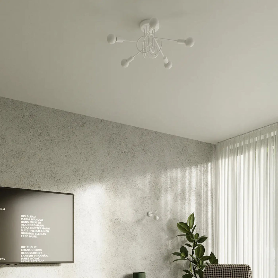 Applique murale loop blanc avec six globes sphériques lampe supeł au design minimaliste et détails surprenants