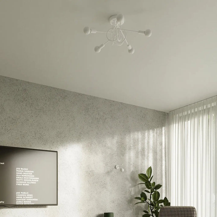 Applique murale loop blanc avec six globes sphériques lampe supeł au design minimaliste et détails surprenants