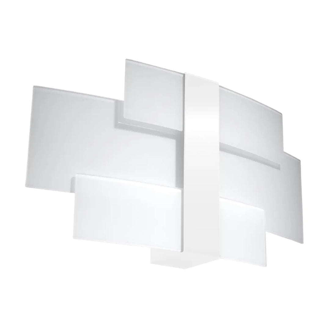 Applique murale celia blanc met magnifiquement un design intemporel en verre blanc met avec panneaux rectangulaires superposés