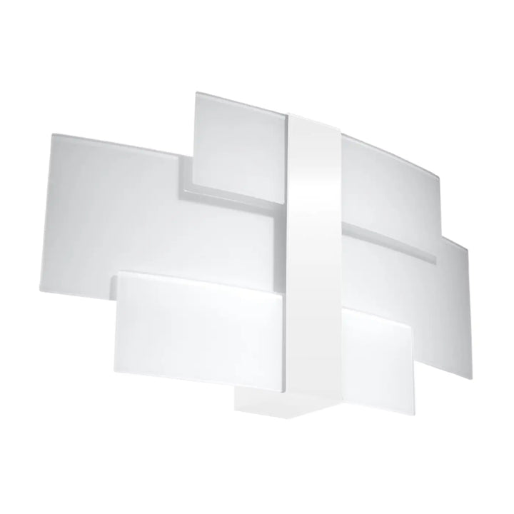 Applique murale celia blanc met magnifiquement un design intemporel en verre blanc met avec panneaux rectangulaires superposés