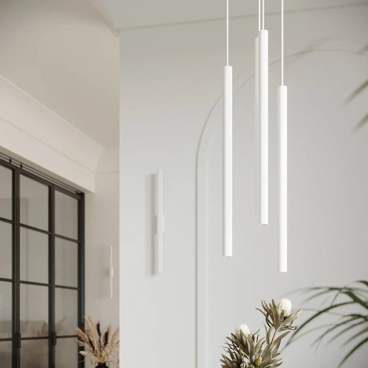 Minimalist applique murale pastelo 2 blanc avec lampes pastelo cylindriques suspendues design moderne série pastelo