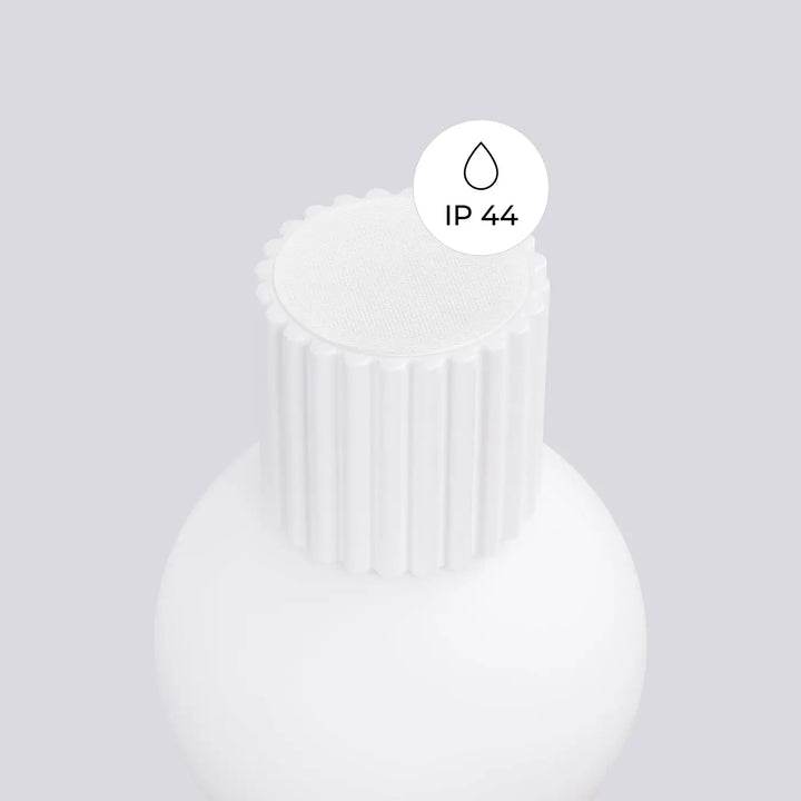 Applique murale halo blanche en plastique avec capuchon vissable ribbé ip 44 idéale comme lampe halo sphère laiteuse bureau décorative
