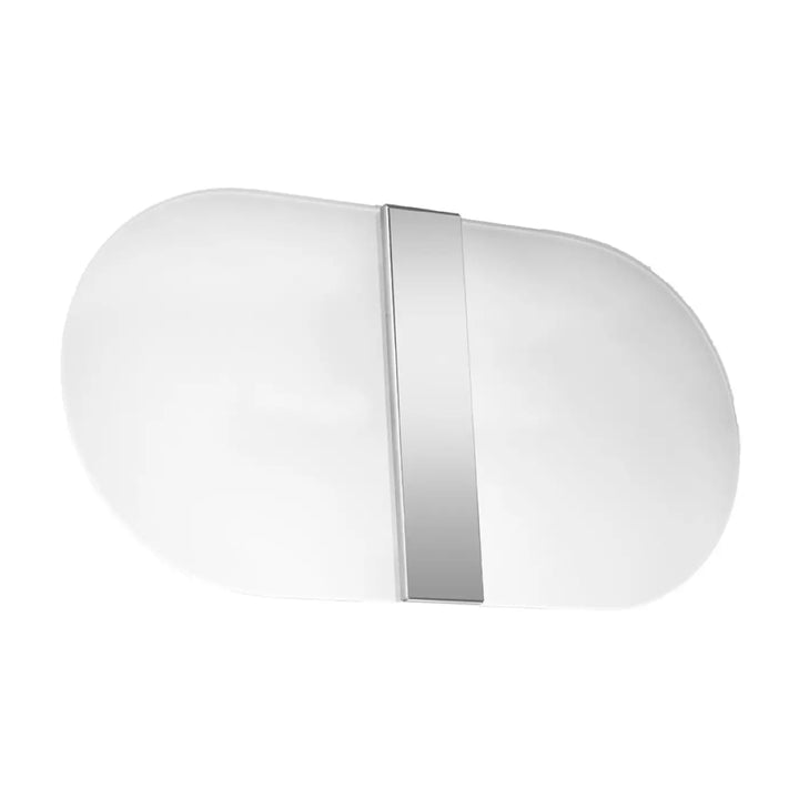 Applique murale salia en verre blanc met avec design intemporel et accent métallique argent slim au centre