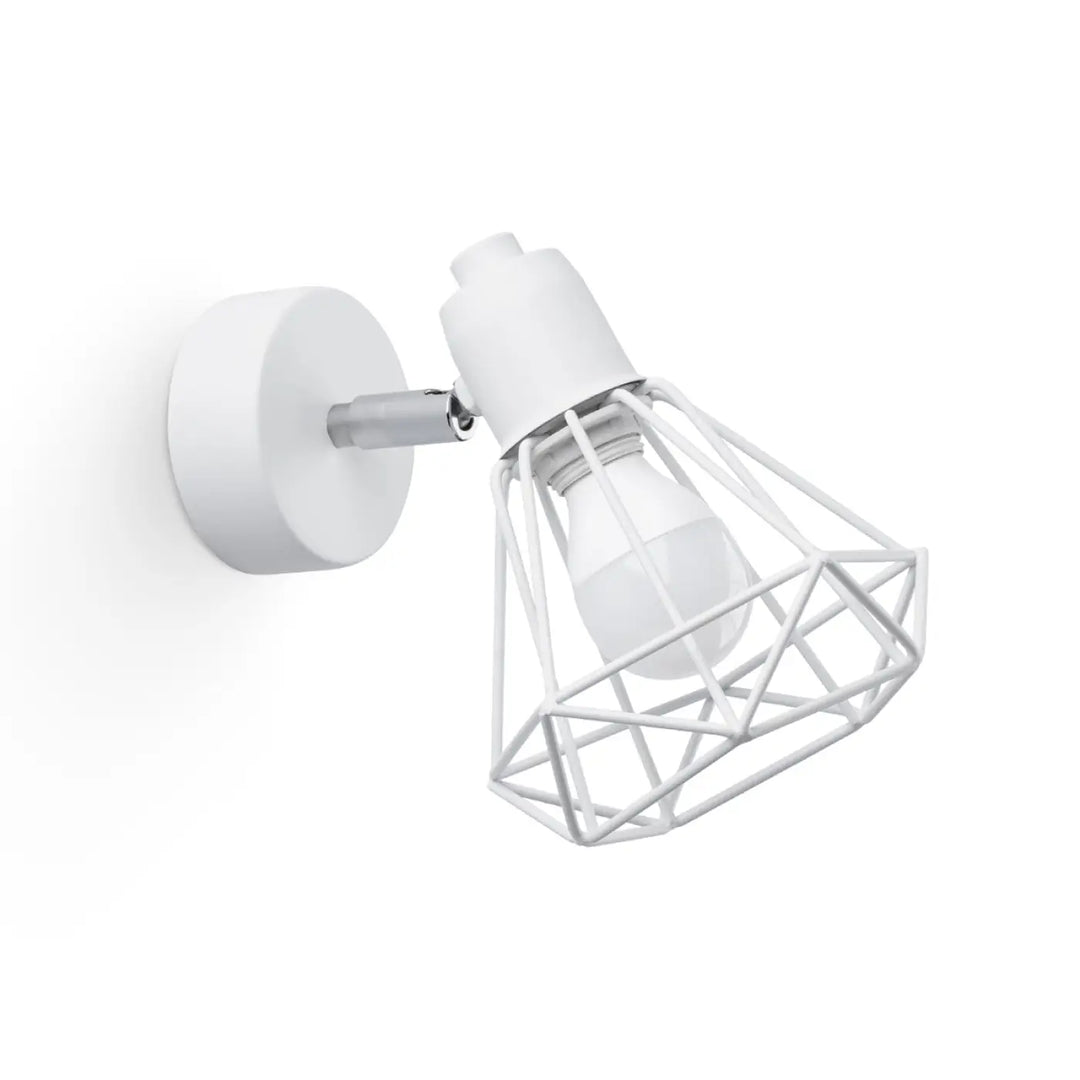 Applique murale série artemis 1 blanc en cage géométrique filaire avec ampoule givrée pour atmosphère intime