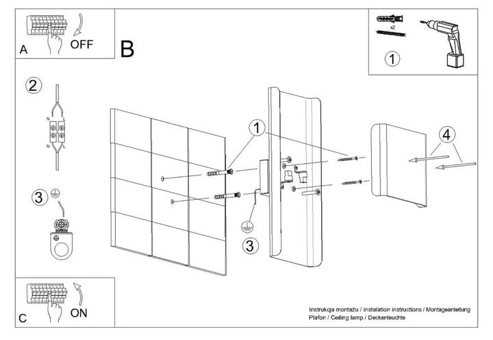 Diagramme dinstallation de lampe de plafond applique durlin or blanc avec vis perceuse et matériel de montage minimalisme rencontre variété dintérieurs