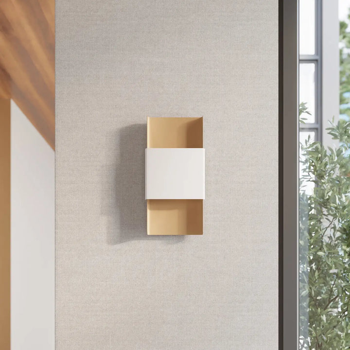 Applique durlin moderne avec design rectangulaire minimaliste finition métal or et blanc pour variété dintérieurs