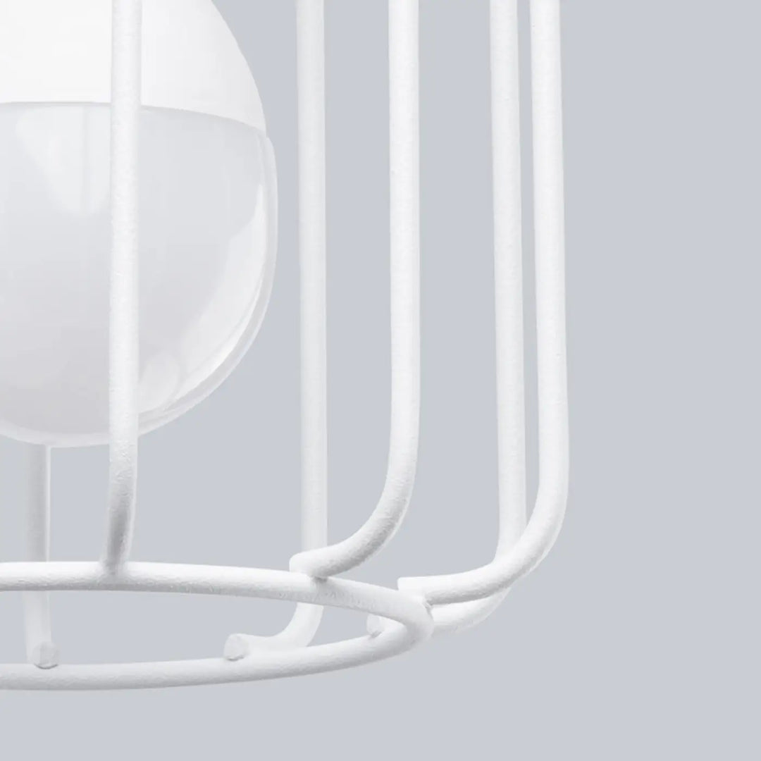 Applique murale beluci 1 blanc en métal cage style loft avec ampoule en verre dépoli pour collection beluci
