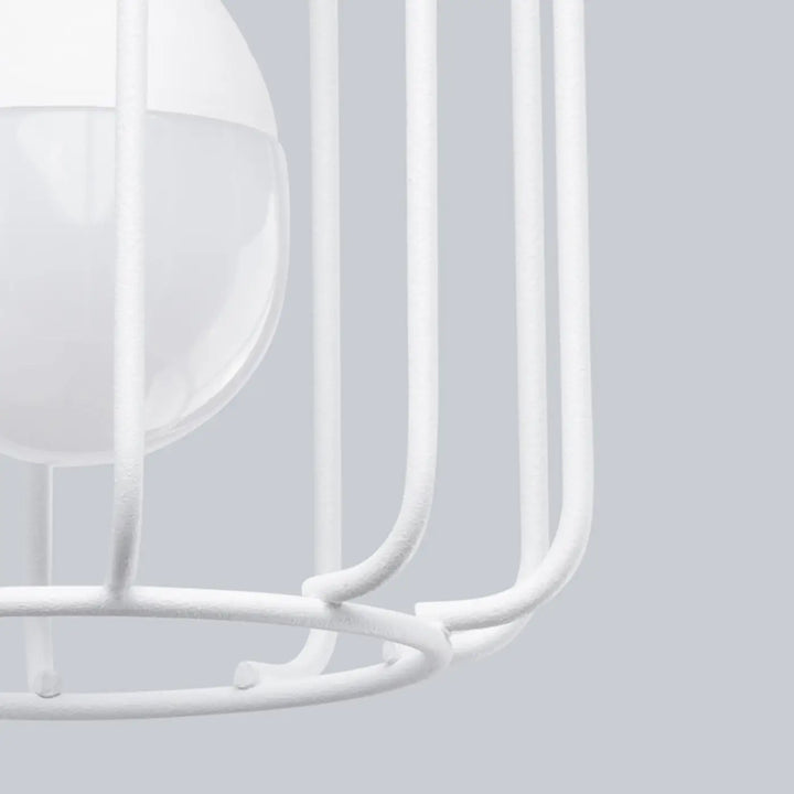Applique murale beluci 1 blanc en métal cage style loft avec ampoule en verre dépoli pour collection beluci