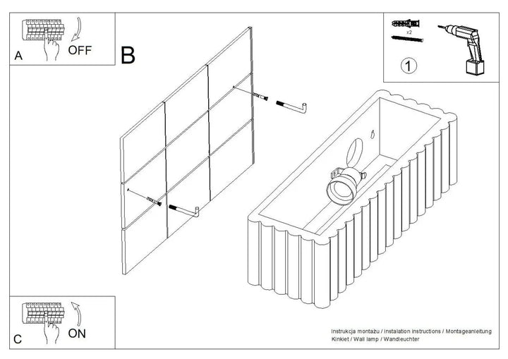 Applique murale rigata en céramique outremer avec base cannelée et supports de montage réglables fonctionnelle élégante