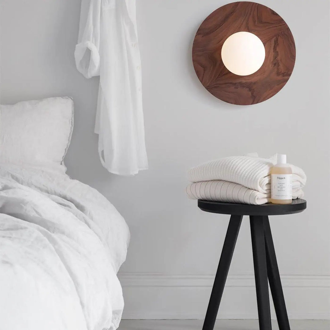 Applique Murale Effet Bois À Cercle Plat Design