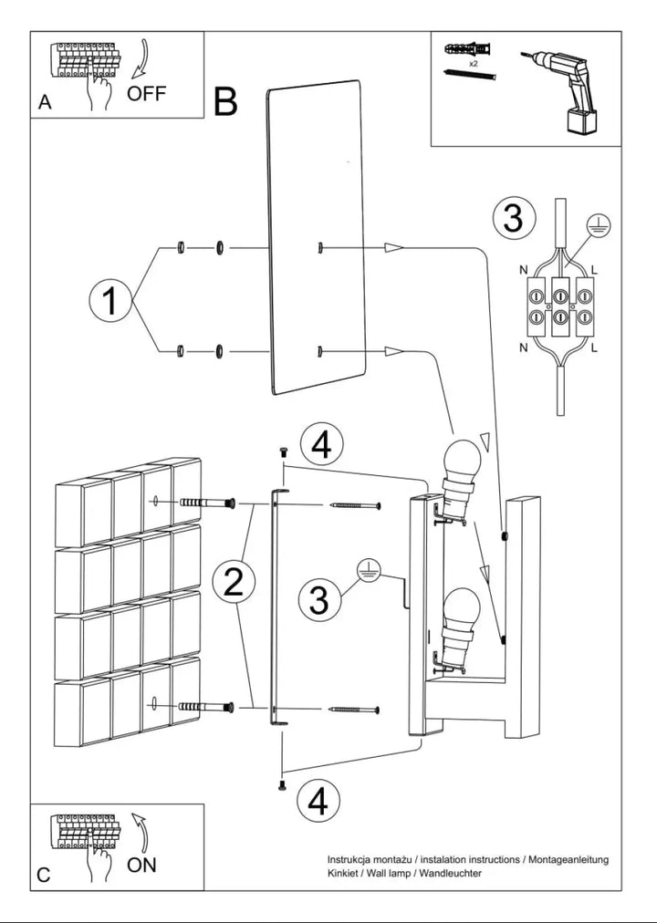 Applique murale lappo bois naturel avec cadre rectangulaire et deux douilles pour lampes surprenantes au design intemporel