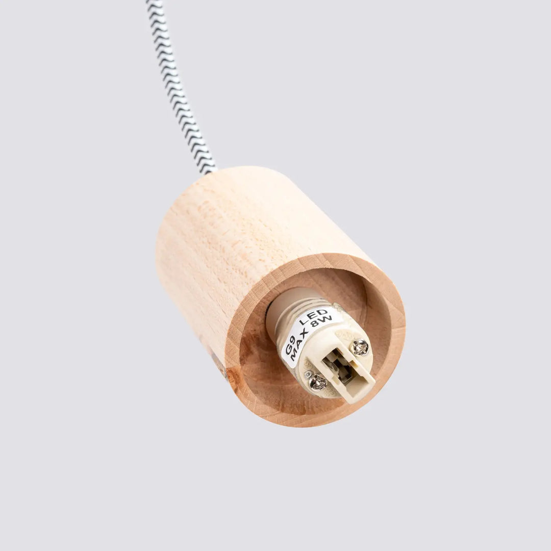 Applique murale nibmi g9 avec interrupteur en bois naturel cylindrique design minimaliste et atmosphère chaleureuse