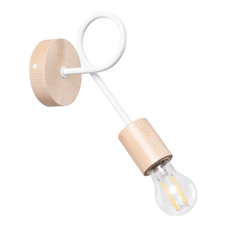 Applique murale lampe ember avec bras métal blanc et accents en matériaux naturels design moderne led apparent