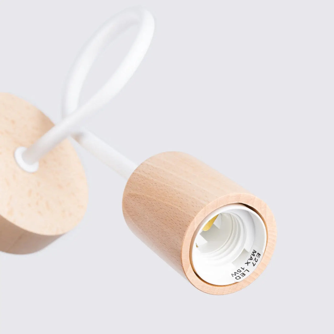 Applique murale lampe ember blanc avec finition bois naturel et socket led e27 en matériaux naturels design moderne