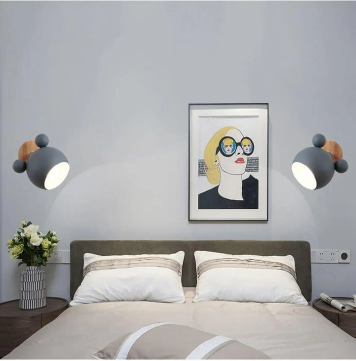 Applique Murale Bois Enfant Aluminium Visage Oreilles