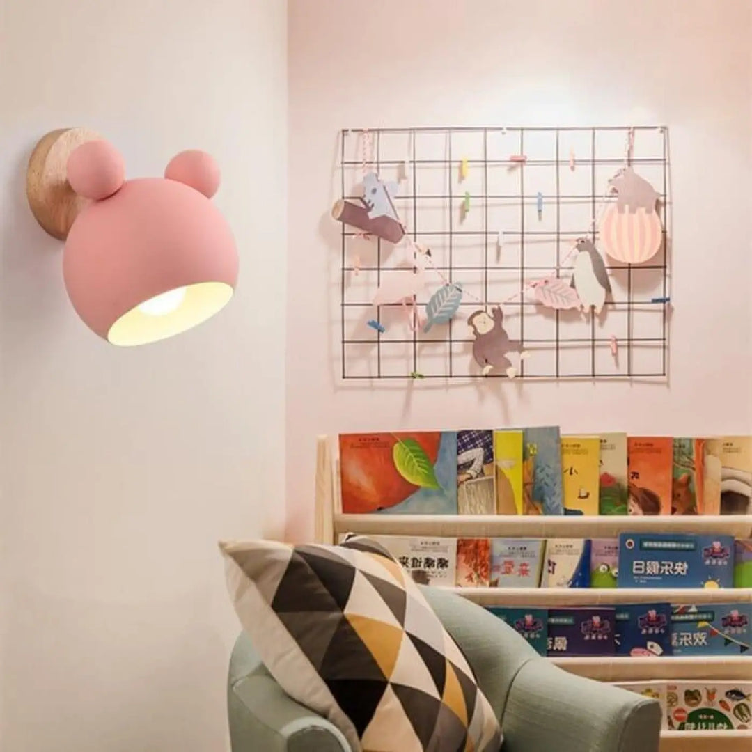 Applique Murale Bois Enfant Aluminium Visage Oreilles