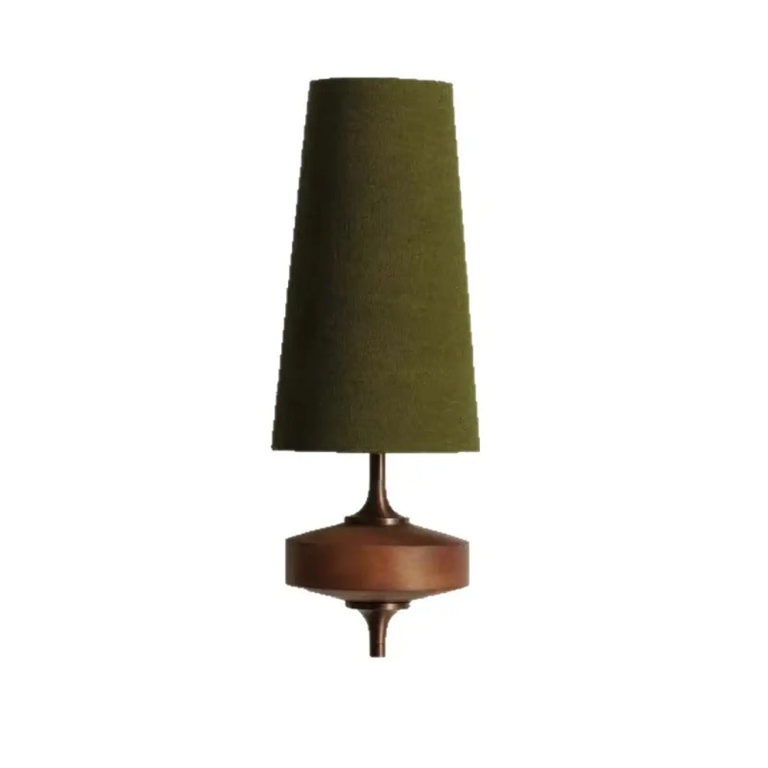 Applique murale en bois et métal avec abat-jour en tissu