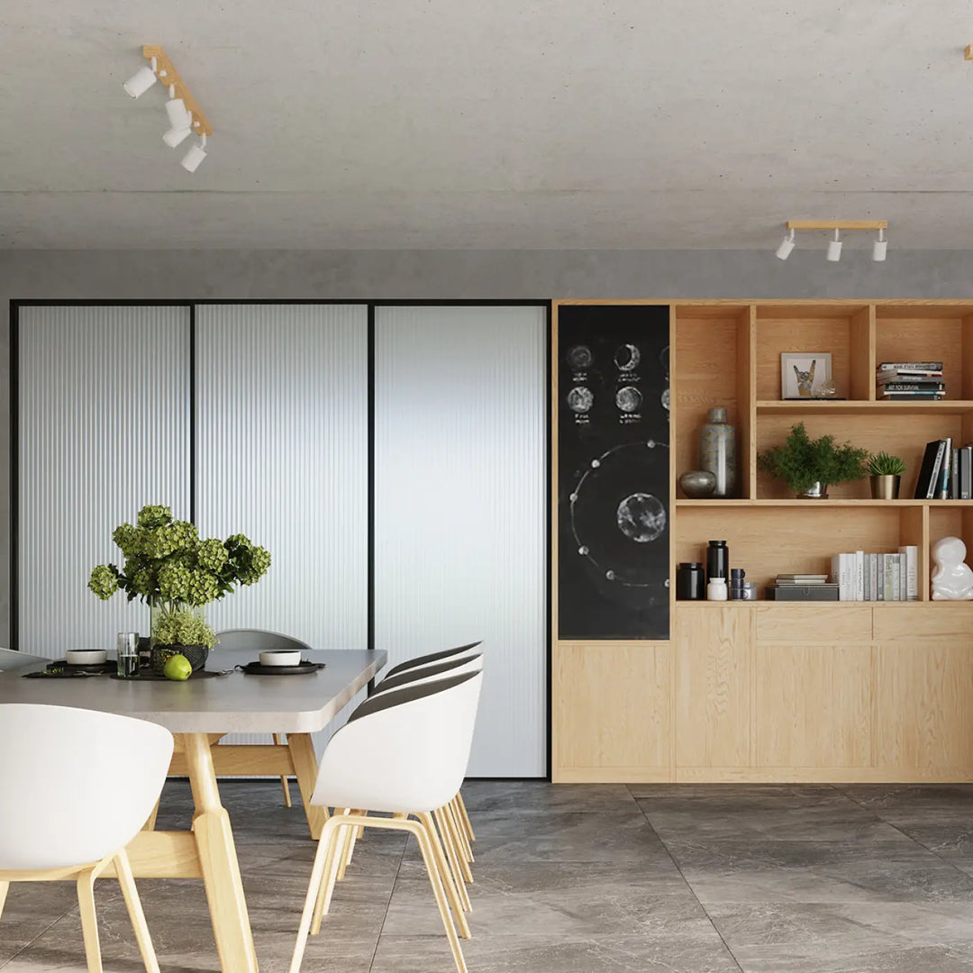 Applique murale plafonnier verdo blanc avec design moderne et surface grise élégante sur pieds en bois clair