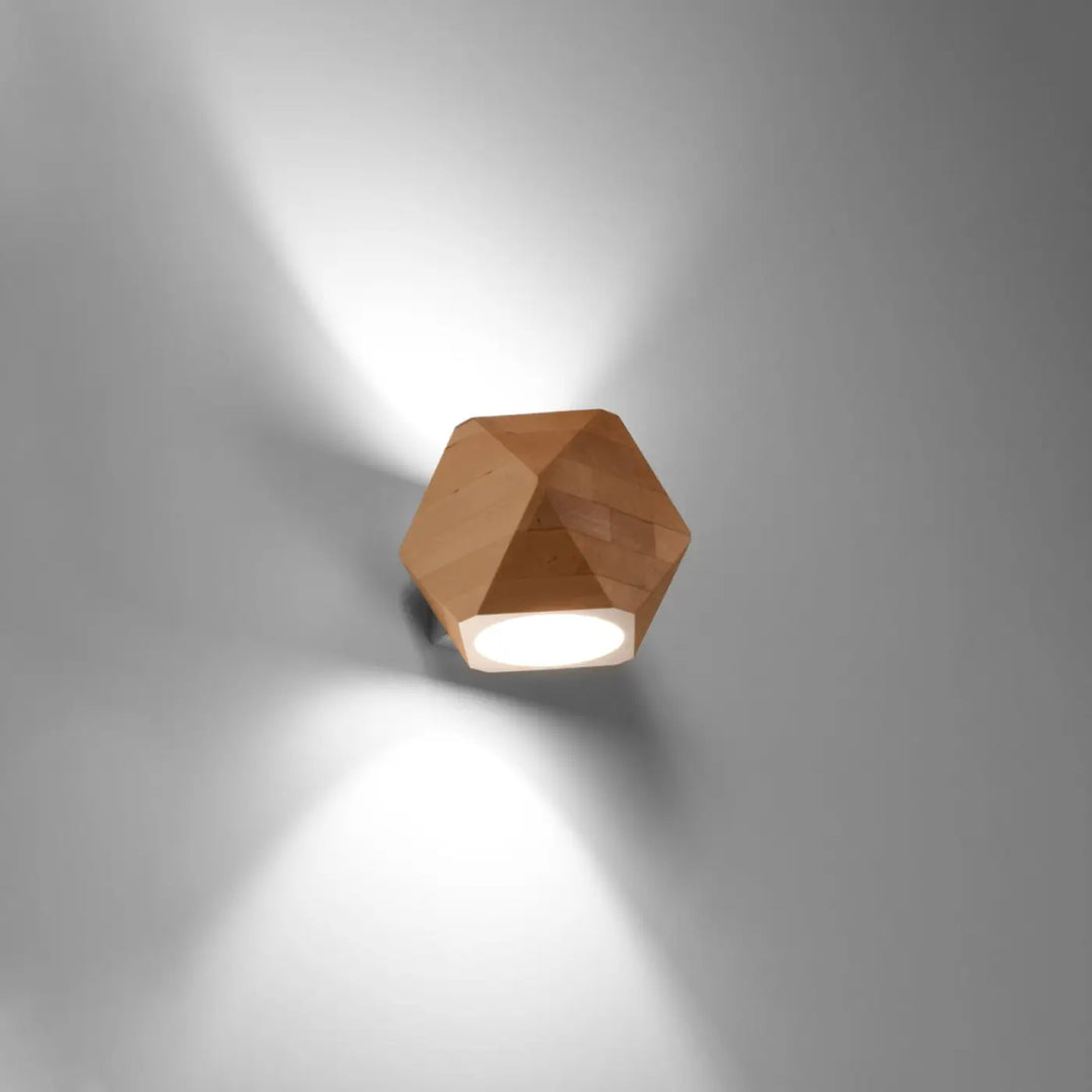 Applique murale lampe woody en bois naturel avec lumière circulaire chaude s’intégrera parfaitement style loft