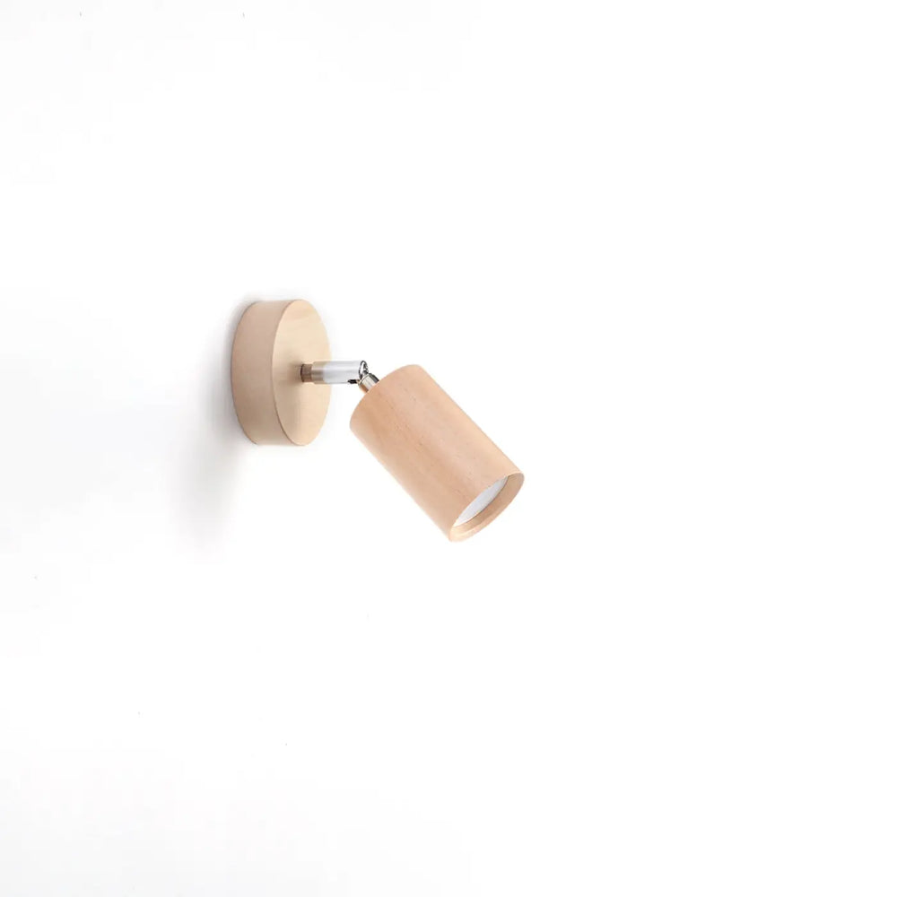 Applique murale beige en bois naturel avec abat-jour ajustable berg et design cylindrique métallique