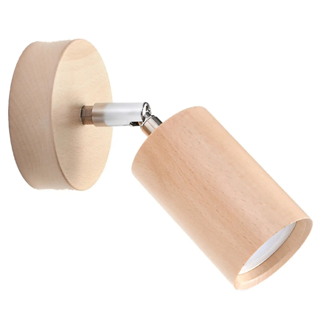 Applique murale bois naturel avec abat-jour ajustable berg en bois finition naturelle et articulation métallique