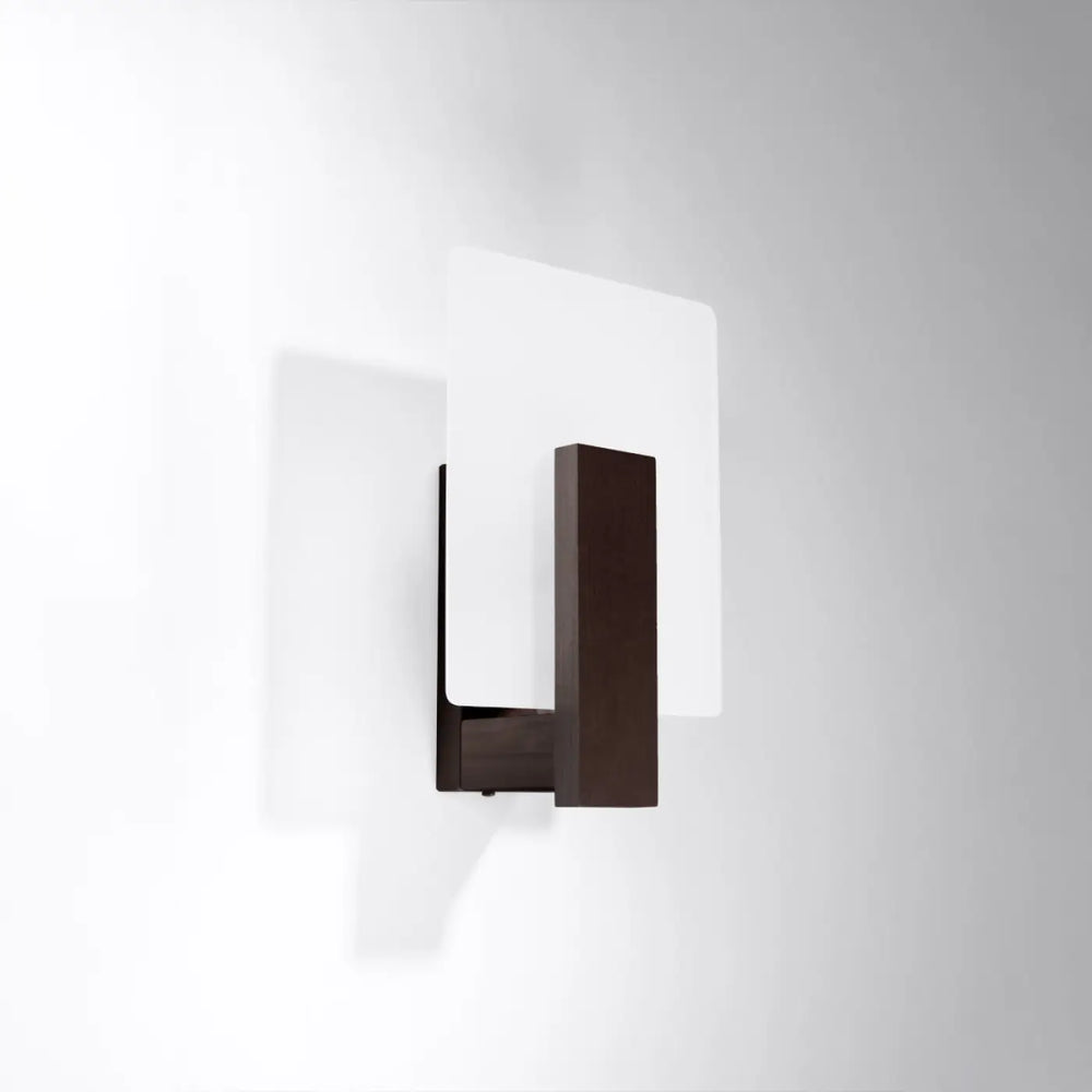 Applique murale lapo wenge avec cadre en métal bronze foncé et panneaux en verre blanc translucide pour une atmosphère unique