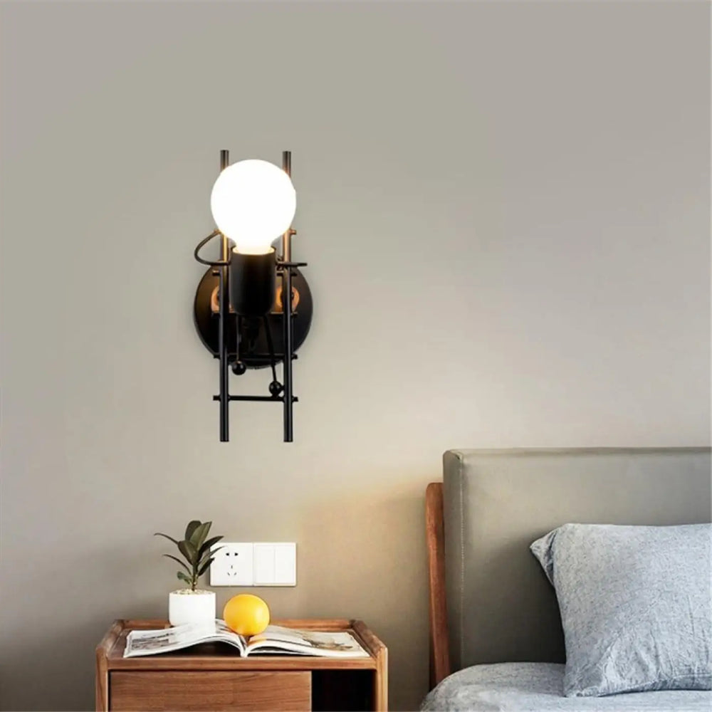 Applique Murale Bonhomme Design Moderne en Gris Noir Blanc