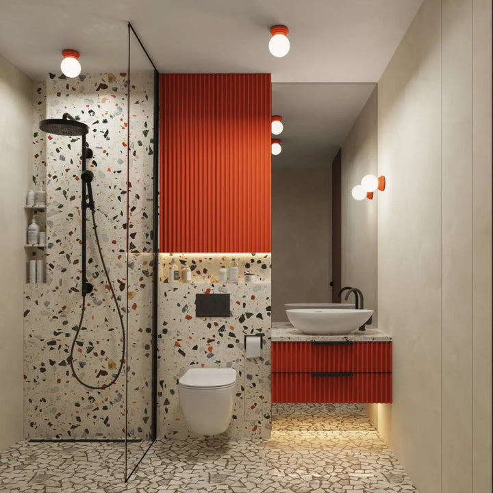Applique murale zori rouge avec texture cannelée et éclairage intégré, belle décoration aux qualités esthétiques