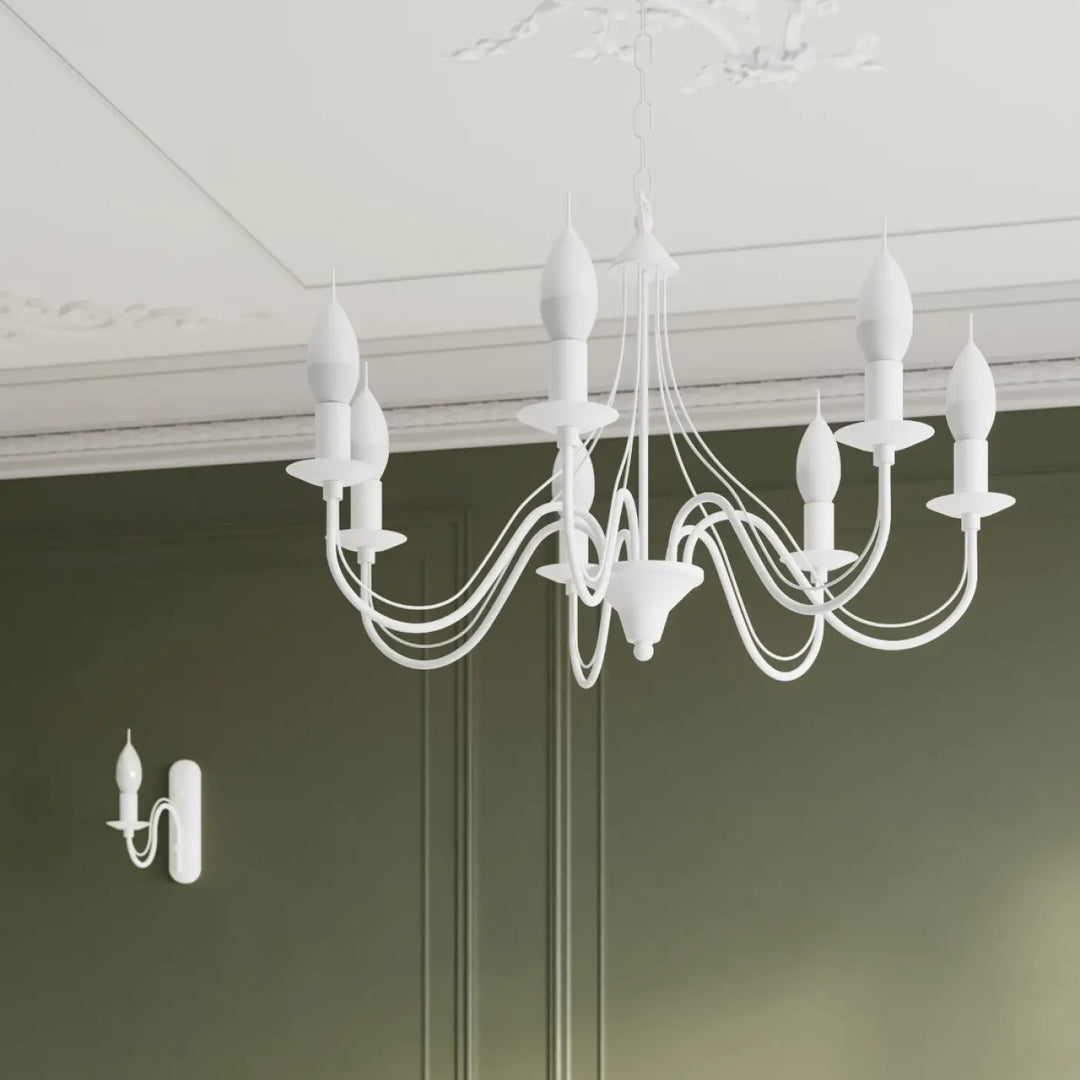 Applique murale minerwa blanc avec bras courbés élégants et bougeoir noir style glamour à ampoules bougie
