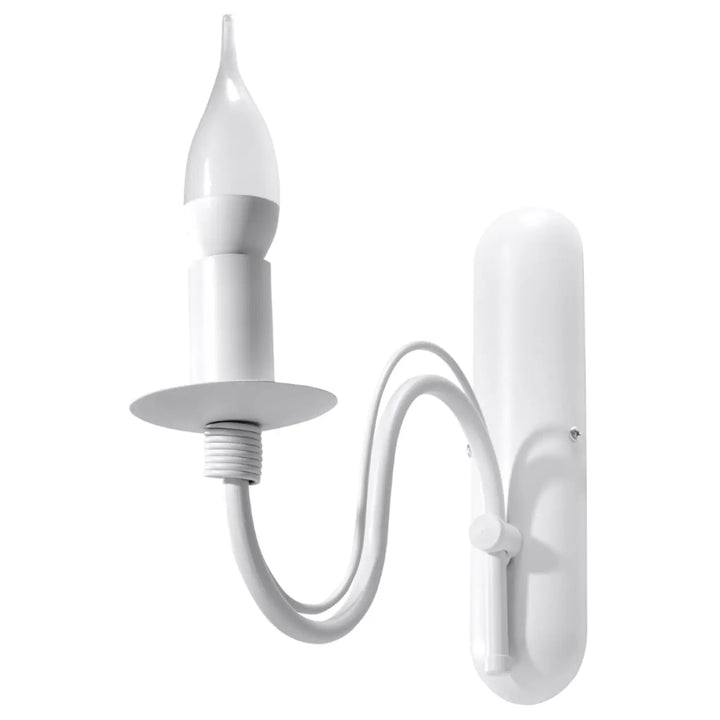 Applique murale minerwa blanc style glamour avec bras courbé et bougeoir noir à ampoule en verre dépoli