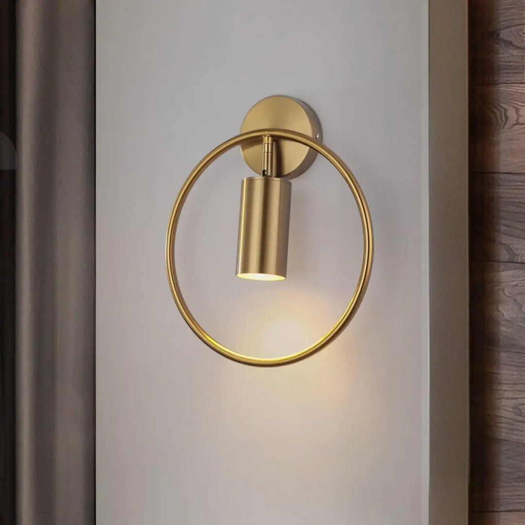 Applique Murale Bronze Doré Design Cercle Cylindre